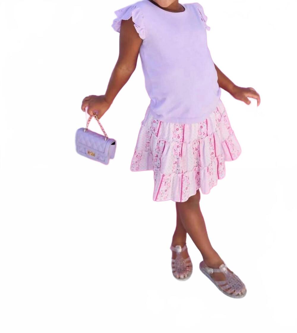 NEW BISBY girls natalie skort in sconset floral stripe